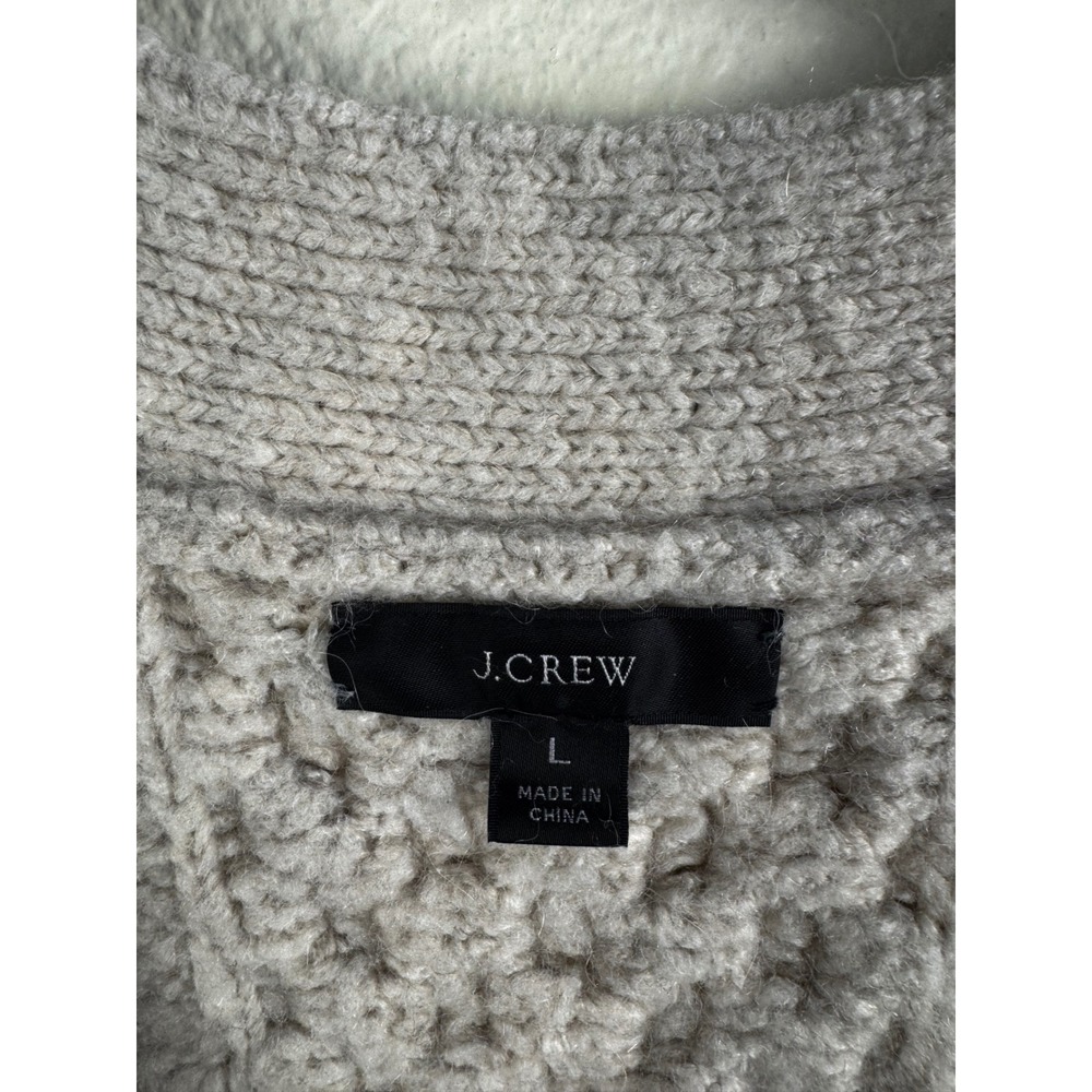 J‎ Crew Cable Knit Chunky Oversized Cardigan Sweater Women L Merino Alpaca Wool - Picture 2 of 10